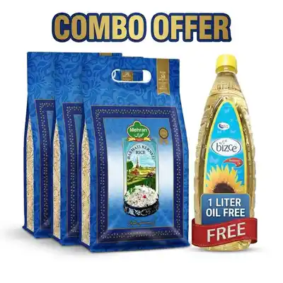 Mehran Basmati Rice (15kg) & 1 Liter Oil Free !
